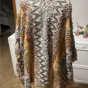 Mudd Multicolor Loop-Knit Poncho in Pink, Yellow, Green, Cream, Gray